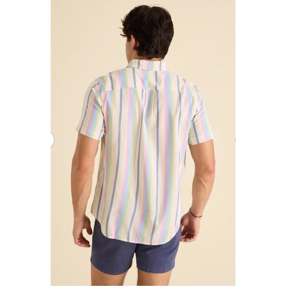 Chubbies Short Sleeve “Soft Serve” Friday Striped Button Up Shirt White Size XL - Picture 2 of 8